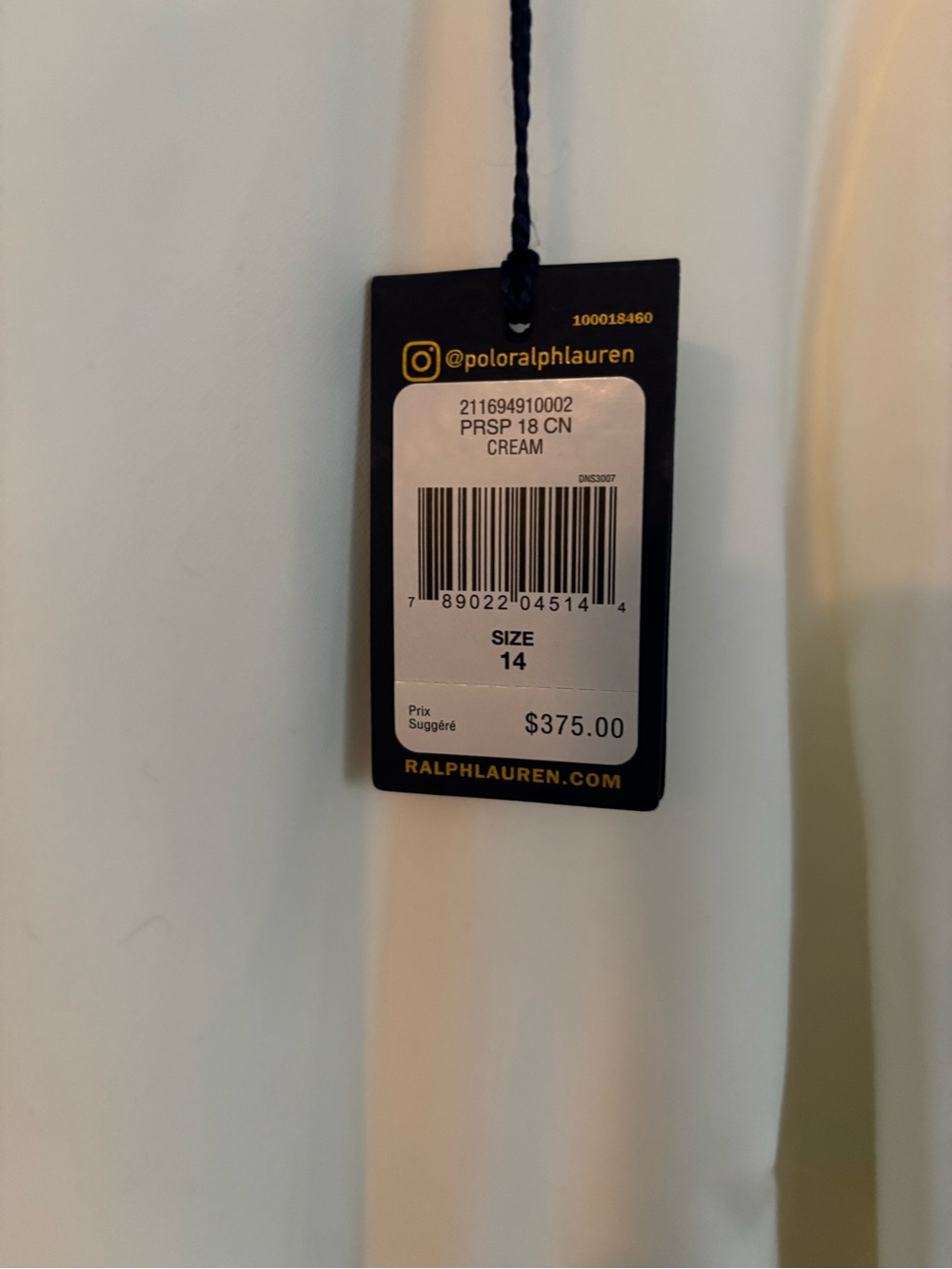 Polo by Ralph Lauren Cream Long Sleeve Dress